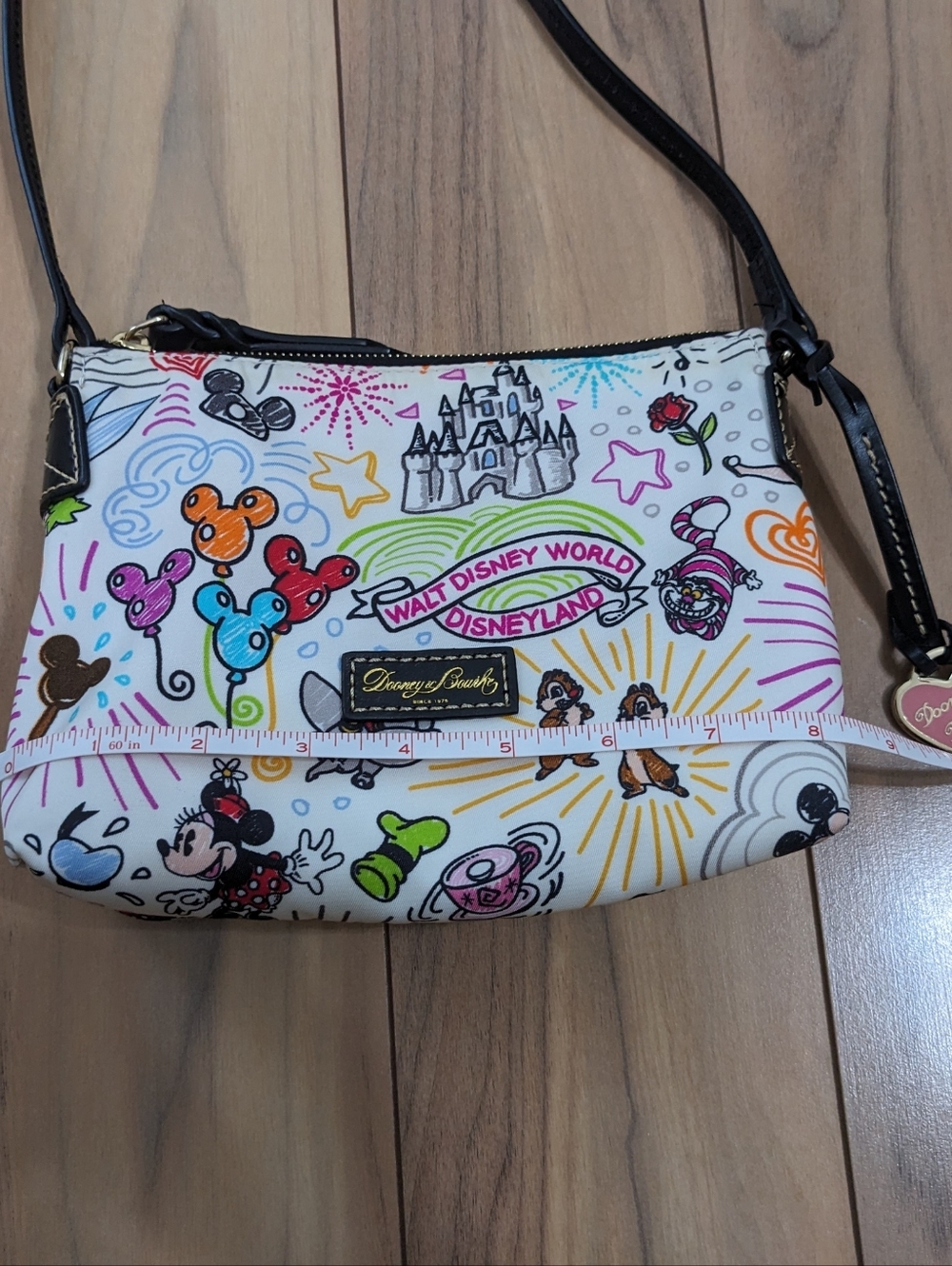 EUC! Dooney & Bourke X Disney Nylon Sketch Crossbody Bag In Black And White - Picture 12 of 16